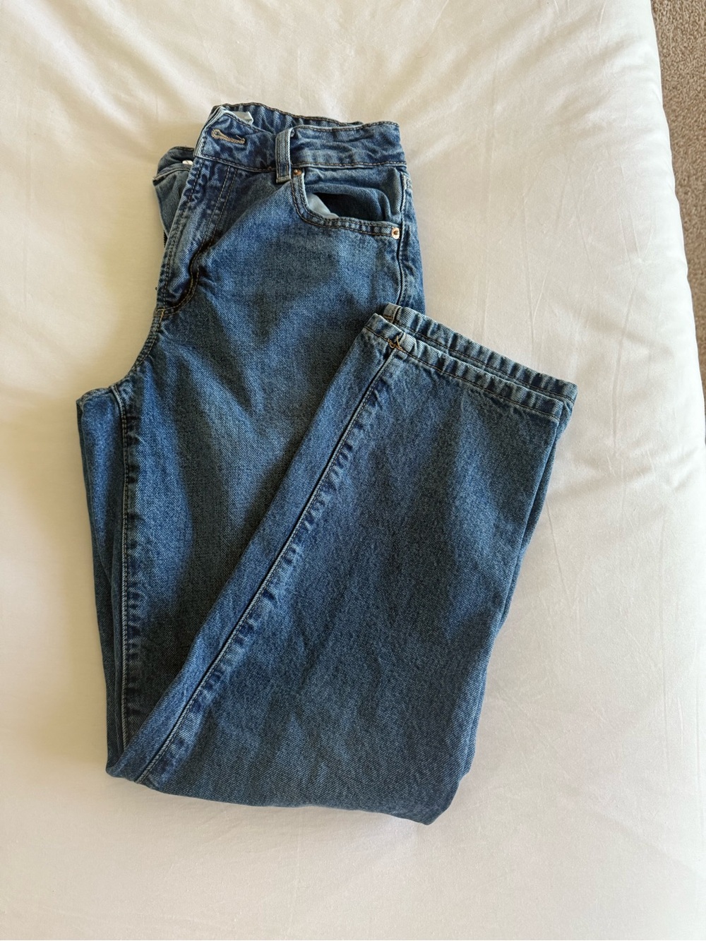 Garage Mid Wash Straight Leg Jeans - Blue - Picture 3 of 6